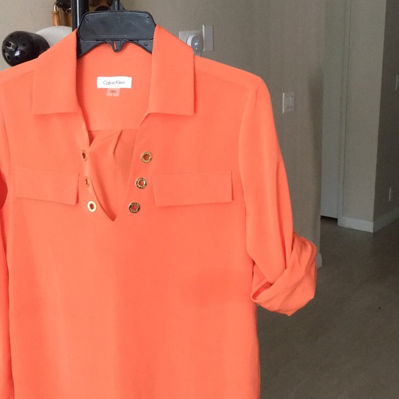 Calvin klein orange shirt Clearance